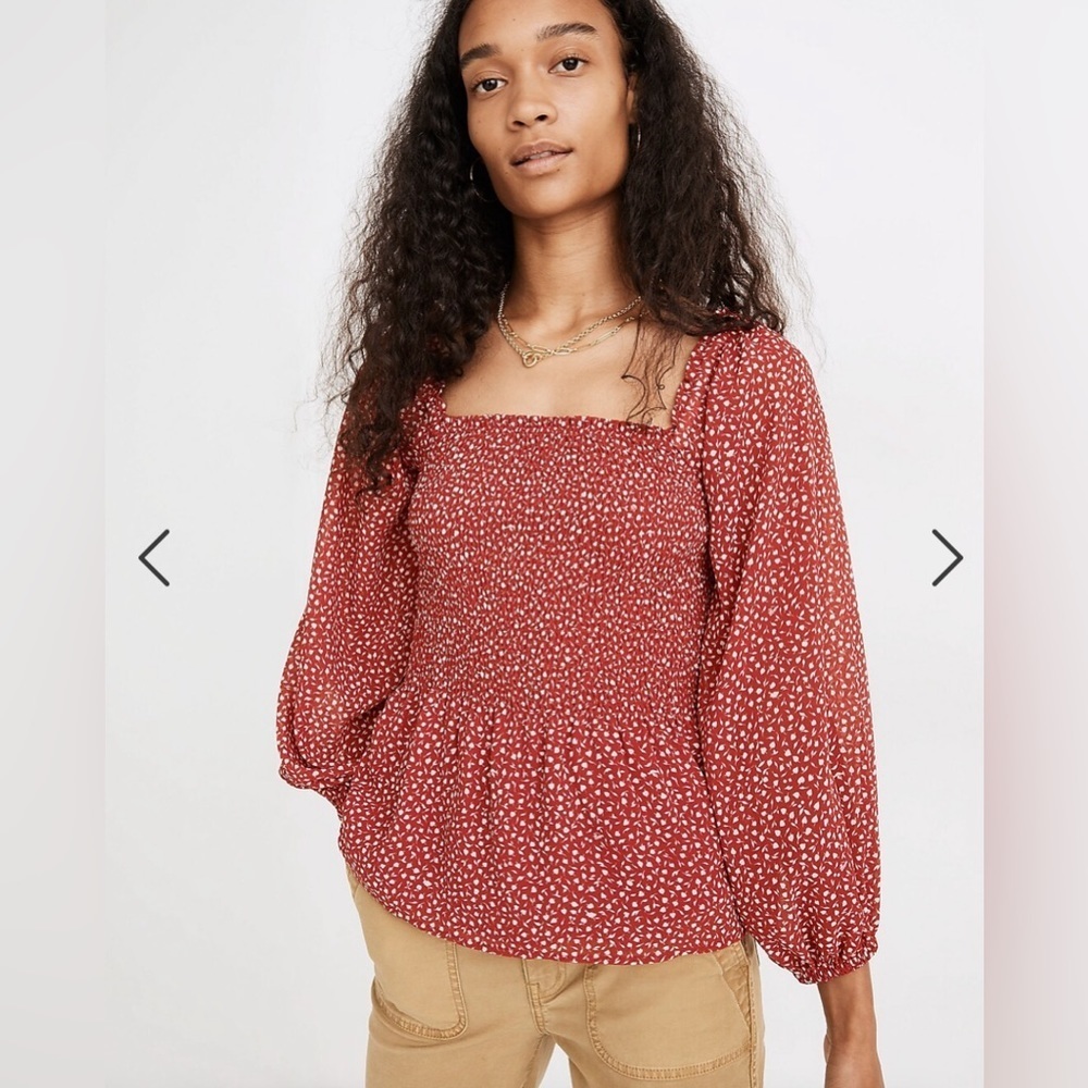 Madewell Red Floral Blouse